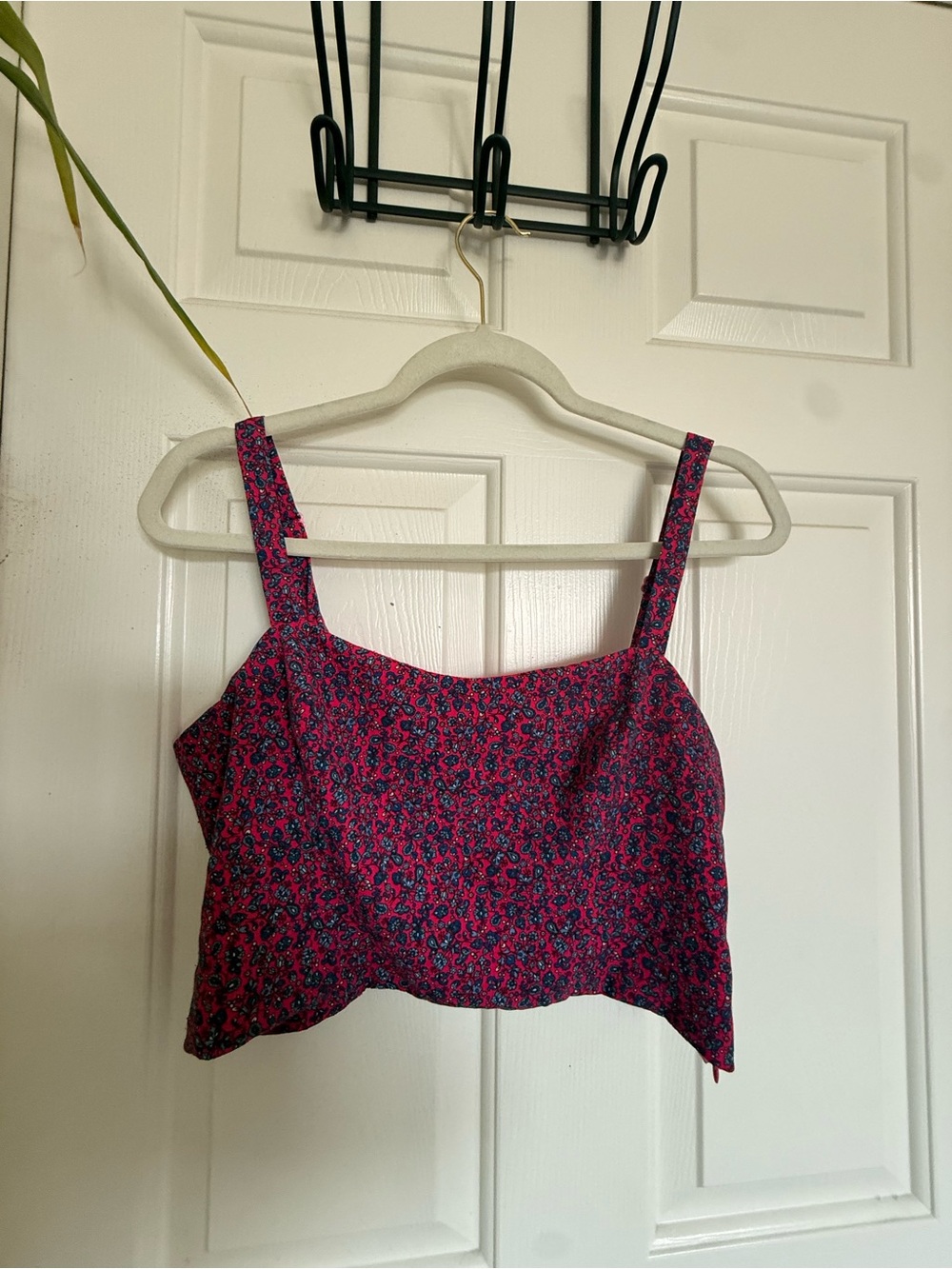 French Connection Pink Floral Cropped Square-Neck Tank